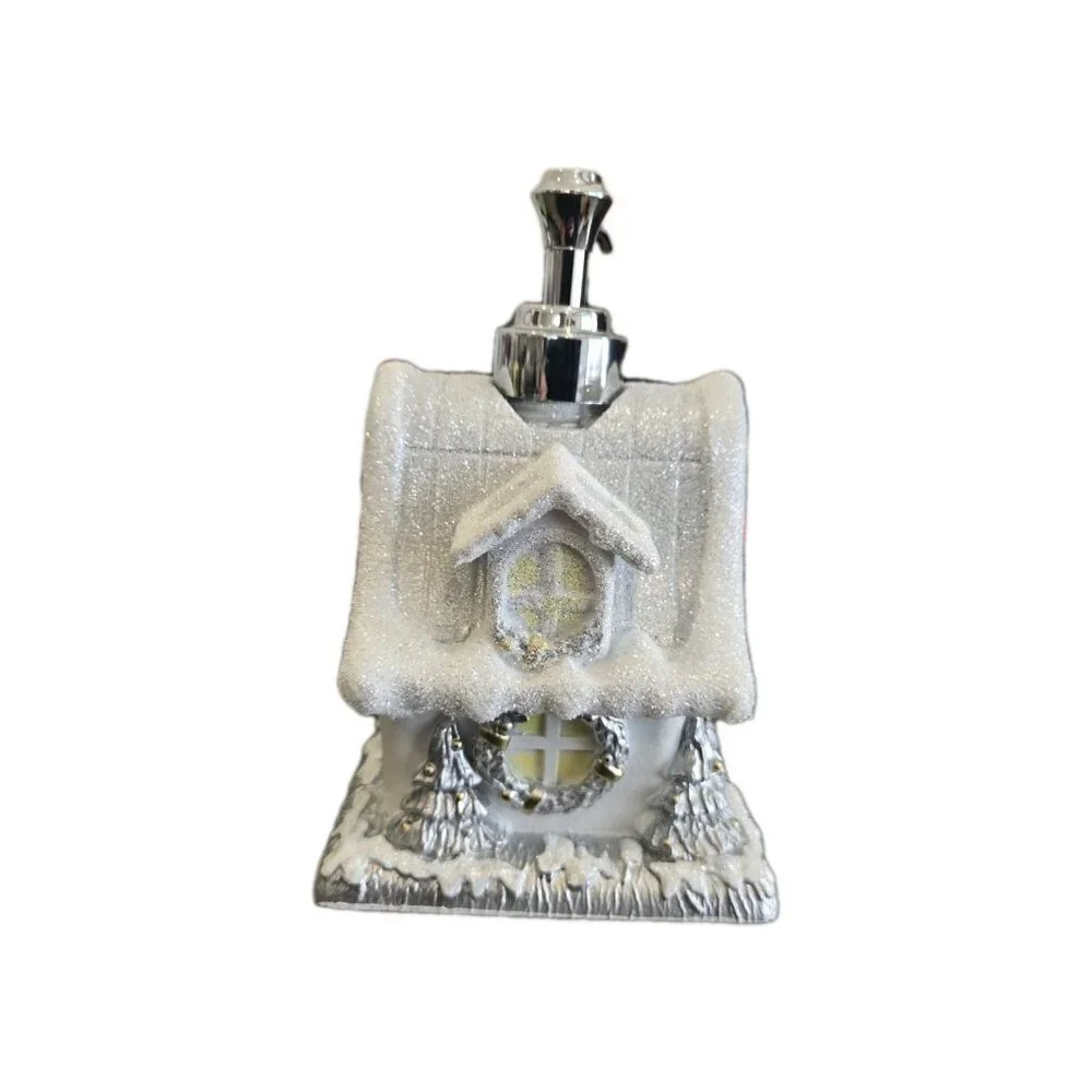 New Christmas Silver & Gold Winter Wonderland House Soap Dispenser Decoration